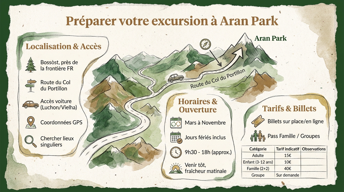 Entrée du parc animalier Aran Park sous le soleil des Pyrénées