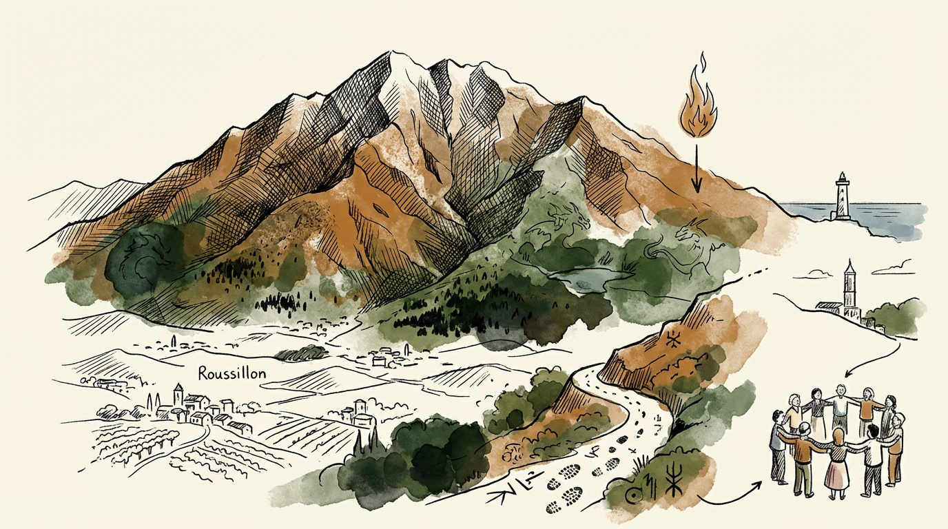 Le pic du Canigou dominant la plaine du Roussillon