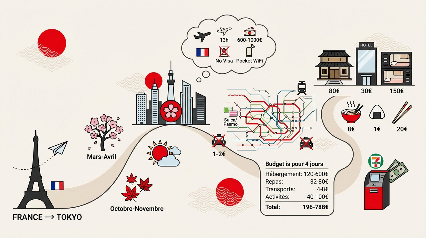 Guide pratique et budget pour un voyage de la France vers Tokyo